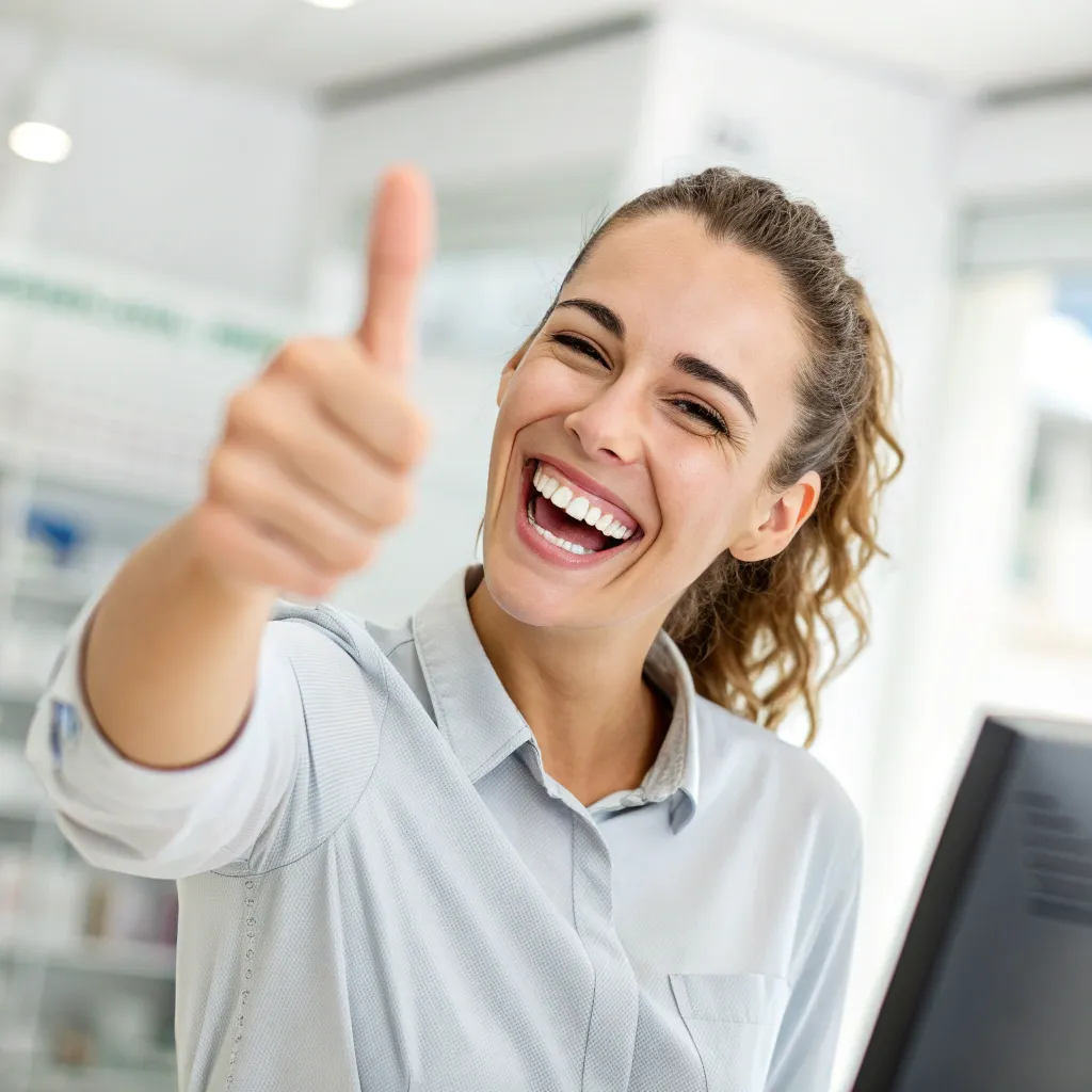 Happy customer giving a thumbs up